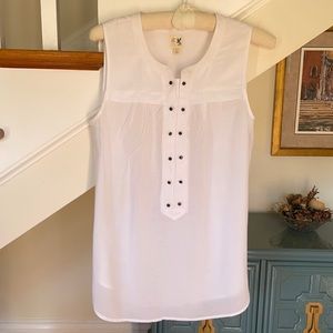 White sleeveless top